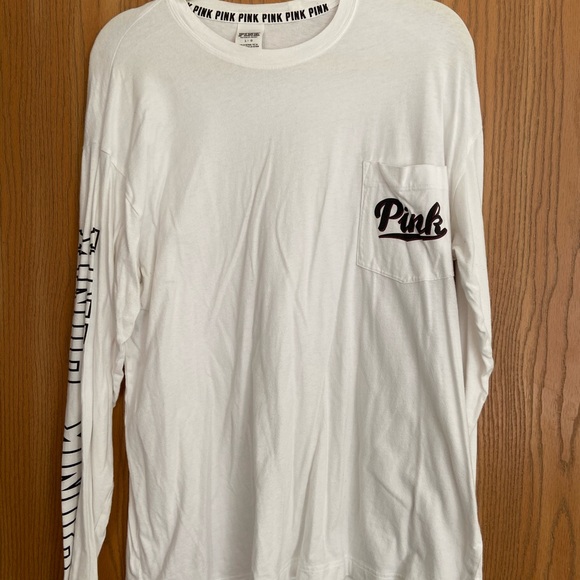 PINK Victoria's Secret Tops - PINK White Long Sleeve T-Shirt